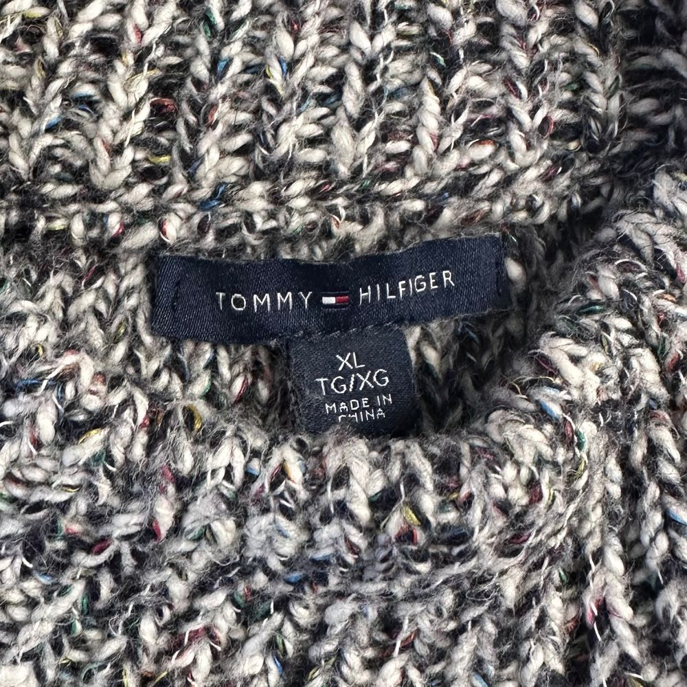 Tommy Hilfiger Mock Neck Cable Comfortable Fall Sweater Black/Gray/White XL - Picture 11 of 13